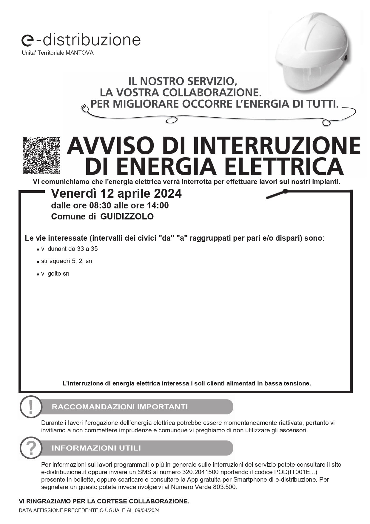 LOCANDINA INTERRUZIONE ENERGIA ELETTRICA